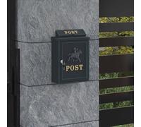 Kaloriko Boîte aux Lettres Murale Verte Vintage en Aluminium coulé 29 x 13 x 41 cm, verrouillable avec Serrure et 2 clés, Toit Pluie, Usage extérieur pour Maison, façade et Jardin, Anti-Rouille