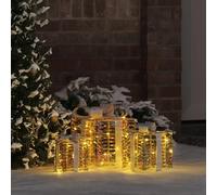 Kaloriko Boîte Cadeau Lumineuse 3 pcs Blanc Chaud 60 LED Pet 20 x 20 x 20 cm, décoration Ornement pour Sapin, Couronne, fenêtre, Table, intérieur extérieur abrité, Ambiance fête Hiver
