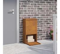 Kaloriko Boîte de dépôt de Colis rouillé en Acier patiné 44 x 22 x 82 cm, Design Moderne pour extérieur, Mur ou Pied, Rangement sécurisé pour courrier et Colis
