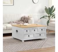Kaloriko Boîte de rangement blanche en pin massif 90 x 78 x 45 cm avec couvercle et rembourrage - Coffre pour jouets, linge et espace de rangement dans la chambre à coucher, le salon, le couloir, le