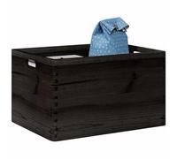 Kaloriko Boîte en Bois de pin Massif Noir avec poignées, 40 x 30 x 23 cm, 22 L, Caisson de Rangement pour Chambre, Bureau, Salon, Cuisine et buanderie, Style Rustique