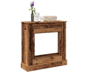 Kaloriko Bordure de cheminée aspect bois vieilli, 90 x 30 x 90 cm, accessoires de cheminée pour cheminée électrique, salon, foyer avec surface de rangement et design résistant à la chaleur