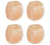 Kaloriko Bougeoir Chandelier en sel de Roche Rose, photophore cubique Mat, Lot de 4 Supports pour Bougie Chauffe Plat, décoration intérieure Salon Chambre Mariage et dîner, Ambiance Douce et sereine