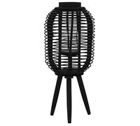Kaloriko Bougeoir Debout en Bambou Noir, photophore avec Pot en Verre, Support sur Pieds 27,5 x 37 cm, Lanterne pour Cierge et Cire, décor Jardin, terrasse, Mariage, dîner, intérieur
