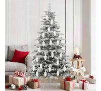 Kaloriko Boule de Pomme de Pin de Noël Blanche en Plastique, 40 pièces, 4 x 9 cm, Suspension légère pour Sapin, Couronne, Table, fenêtre, intérieur et extérieur abrité
