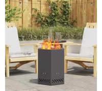 Kaloriko Brasero sans fumée noir en acier 38 x 38 x 51 cm moderne hexagonal pour jardin, terrasse, balcon avec flamme propre et chaleur efficace chauffage extérieur
