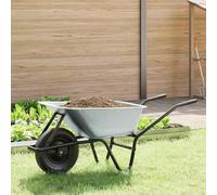 Kaloriko Brouette Chariot charrette tombereau remorque Diable en Acier Argent et Noir 141 x 60 x 57 cm, Roue Gonflable Ø 35 cm, pour Jardin, pelouse, Potager, Chantier, Transport de Charge Lourd