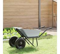 Kaloriko Brouette de transport en acier 137 x 60 x 65,5 cm avec pneus pneumatiques et bac pour jardin, chantier, cour, écurie, robuste et résistant aux intempéries, idéal pour la terre, les feuilles