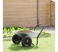 Kaloriko Brouette en Acier Argent et Noir 124 x 73 x 65 cm, Chariot de Jardin Robuste pour Transport de Terre, Charge Lourde, Usage extérieur, pelouse, Potager, Chantier, Construction Durable