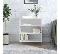 Kaloriko Buffet Blanc Brillant en Bois d'ingénierie 57x35x70 cm, Meuble de Rangement avec Portes et tiroirs, Pieds en Fer Stables pour Salon, Salle à Manger, Cuisine, entrée