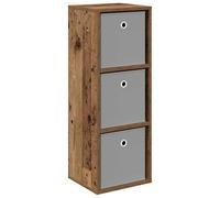 Kaloriko Buffet Bois Ancien avec 3 tiroirs, Meuble de Rangement Polyvalent 30,5 x 27 x 84,5 cm pour Salon, Salle à Manger, entrée, Bureau avec étagères et poignées encastrées Design Moderne