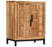 Kaloriko Buffet Bois d'acacia Massif 60x35x76 cm Marron avec 2 Portes, Buffet Rangement Salon Salle à Manger, Meuble Armoire Enfilade Console Durable avec Base Acier