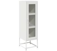 Kaloriko Buffet Haut Blanc en Acier laminé à Froid 36x39x123 cm Stable avec poignées Pratiques et Grand Rangement pour Salon Salle à Manger Cuisine Couloir Bureau