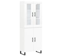 Kaloriko Buffet Haut Blanc en Bois d'ingénierie 69,5x34x180 cm avec Portes et Pieds métal Stable pour Salon Salle à Manger Rangement Commode Armoire Buffet bahut