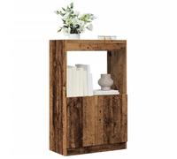 Kaloriko Buffet Haut en Vieux Bois 63x33x100 cm en Bois d'ingénierie, Meuble de Rangement avec Armoire et étagères, idéal Salon Bureau Chambre, organise Livres dossiers Objets décor
