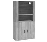Kaloriko Buffet Haut Sonoma Gris en Bois d'ingénierie 80x33x70 cm avec Grand Rangement et Dessus Mural, Meuble Fonctionnel pour Salon Salle à Manger Cuisine, Rangement tiroir Porte et étagère