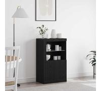 Kaloriko Buffet LED en Bois d'ingénierie chêne Noir 60,5 x 37 x 100 cm avec éclairage RGB, 4 étagères spacieuses, Rangement Pratique pour Salon, Salle à Manger ou Bureau Contemporain