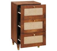Kaloriko Buffet Marron en Bois de Mangue Massif 40 x 33,5 x 75 cm avec 3 tiroirs, Meuble de Rangement rectangulaire pour Salon, Salle à Manger, Cuisine et Bureau