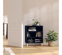 Kaloriko Buffet Noir Bois d'ingénierie 57x35x70 cm avec 3 étagères Pieds Bois d'eucalyptus Meuble Rangement Salon Salle à Manger décoration