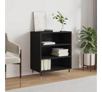 Kaloriko Buffet Noir en Bois d’ingénierie 57x35x70 cm avec Pieds en Fer Meuble de Rangement Salon Salle à Manger Cuisine entrée Stable et Fonctionnel