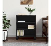 Kaloriko Buffet Noir en Bois d’ingénierie 57x35x70 cm avec Pieds en Fer, Meuble Rangement Salon Salle à Manger Cuisine, Armoire Commode Console pour Organisation et décoration