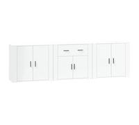 Kaloriko Buffets 3 pcs Blanc en Bois d'ingénierie avec tiroirs et Portes, Meuble de Rangement pour Salon Salle à Manger Cuisine, Buffet bahut Console étagère Polyvalente