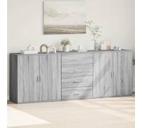 Kaloriko Buffets 3 pcs Sonoma Gris en Bois d'ingénierie, Meuble de Rangement avec tiroirs et Portes, Buffet bahut idéal pour Salon, Salle à Manger, Cuisine ou Couloir