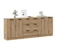 Kaloriko Buffets Buffet bahut Enfilade Commode Console Meuble Armoire vaisselier desserte Rangement tiroir Porte Etagere vitrine 180x30x70 cm chêne Artisanal Bois d'ingénierie Salon Cuisine séjour