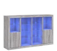 Kaloriko Buffets Modernes 3 pcs Sonoma Gris Bois d'ingénierie avec lumières LED réglables Meuble de Rangement Salon Salle à Manger Bureau Buffet bahut Console Armoire