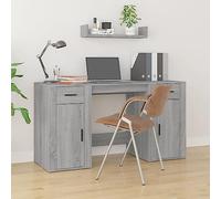 Kaloriko Bureau avec Armoire Bois d'ingénierie Sonoma Gris 100x49x75 cm Bureau secrétaire Rangement tiroir pour télétravail et étude Chambre Salon Ordinateur