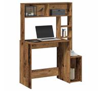 Kaloriko Bureau avec étagères en Bois d'ingénierie Vieux Bois 100x45x140 cm, Table secrétaire Ordinateur avec Rangement tiroir et étagère, Bureau pour télétravail étudiant Chambre Salon