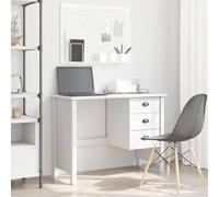 Kaloriko Bureau avec tiroirs Hill Blanc en pin Massif 100 x 45 x 74 cm Bureau secrétaire avec Rangement pour télétravail Chambre Salon étudiant Adulte