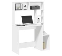 Kaloriko Bureau Blanc avec étagères en Bois d'ingénierie 100x45x140 cm, Table de Travail avec Rangement, Bureau secrétaire pour Ordinateur et télétravail, adapté Chambre Salon étudiant Adulte
