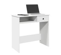 Kaloriko Bureau Blanc en Bois d'ingénierie 80x40x75 cm avec tiroir et étagère, Table secrétaire pour Ordinateur PC et télétravail, Espace Rangement, adapté Chambre Salon Bureau étudiant Adulte