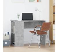 Kaloriko Bureau gris béton 100 x 55 x 75 cm avec 2 compartiments de rangement, table PC, bureau, ordinateur portable, poste de travail, secrétaire moderne pour bureau à domicile et gaming