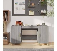 Kaloriko Bureau Gris Sonoma en Bois d'ingénierie 140x50x75 cm avec Rangement et tiroir, Table secrétaire Informatique Ergonomique pour télétravail, Chambre et Salon