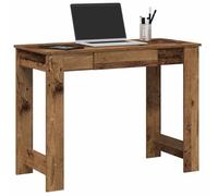 Kaloriko Bureau Vieux Bois 100x45x75 cm en Bois d'ingénierie avec tiroir et étagère de Rangement, Table secrétaire pour Ordinateur PC, idéal télétravail, Chambre, Salon ou étude