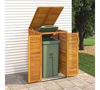Kaloriko Cabanon à Poubelle Simple en Bois d'acacia Massif 70 x 89 x 117 cm, Cache Poubelle extérieur avec verrou, Porte à charnière, Couvercle basculant, Rangement Jardin Cour terrasse