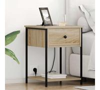 Kaloriko Cabinet de Chevet avec tiroir Chêne Sonoma 42 x 41 x 56 cm Bois métal Rangement Chambre lit Salon Bureau Meuble Commode Moderne Industriel scandinave