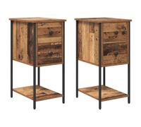 Kaloriko Cabinet de Chevet Bois Ancien 32 x 42 x 70 cm 2 pcs avec tiroir Rangement étagère pour Chambre Salon Bureau, Meuble Commode Design Moderne scandinave Fonctionnel
