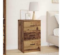 Kaloriko Cabinet de Chevet Bois Ancien 38 x 38 x 66 cm Bois d'ingénierie avec 3 tiroirs Meuble Commode Rangement pour Chambre lit Salon Adulte Enfant Style Moderne Industriel