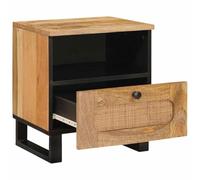 Kaloriko Cabinet de Chevet Naturel en Bois de Mangue Massif 40 x 33 x 46 cm avec tiroir Rangement, Meuble Commode Moderne pour Chambre lit Salon Bureau, Design scandinave et Industriel Durable