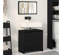 Kaloriko Cabinet de Salle de Bain en Bois d'ingénierie Chêne Noir 60 x 33 x 60 cm avec Miroir intégré, Armoire de Rangement sous Vasque Moderne pour Salle de Bain