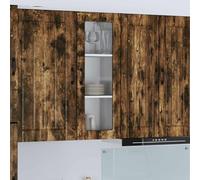 Kaloriko Cabinet en Verre Mural Lucca Chêne fumé 40 x 31 x 100 cm Armoire Rangement Bois pour Cuisine Salle à Manger Moderne avec Porte vitrine et étagères Pratiques Design épuré