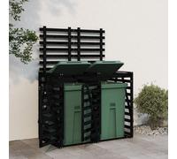 Kaloriko Cache Poubelle Double sur roulettes Noir en Bois Massif de pin, abri conteneur pour Jardin extérieur, Porte et Couvercle, aération, verrou, Rangement Discret et résistant aux intempéries