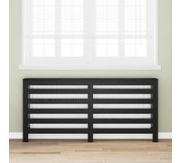 Kaloriko Cache radiateur chêne Noir en Bois d ingénierie 175 x 20 x 82 cm avec Tablette, Lames Verticales, Usage intérieur pour Chauffage, Isolation Thermique et Rangement Mural