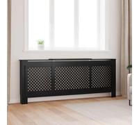 Kaloriko Cache radiateur MDF Noir réglable 205 cm avec Lattes croisées, étagère décorative pour Salon, Compatible Chauffage Mural, Finition Sobre, Rangement pour Livres et Cadres