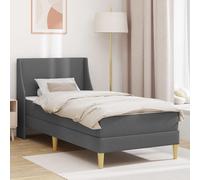 Kaloriko Cadre de lit Gris 90 x 190 cm avec Matelas Mousse, sommier Lattes, Polyester Respirant, tête de lit Fixe, Rangement sous lit pour Chambre Adulte et invité, Confort Stable