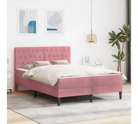 Kaloriko Cadre de lit Rose en Velours avec Matelas Mousse Ressort memoire Forme Latex, 120 x 190 cm, Soutien Ferme Moelleux, Chambre Adulte Enfant Invite Confort Sommeil