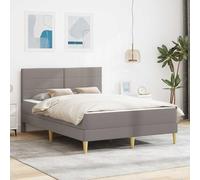 Kaloriko Cadre de lit taupe 140 x 190 cm avec matelas en polyester contreplaqué, sommier à lattes, respirant, ergonomique, pour chambre à coucher, lit double, sommeil paisible et protège-colonne